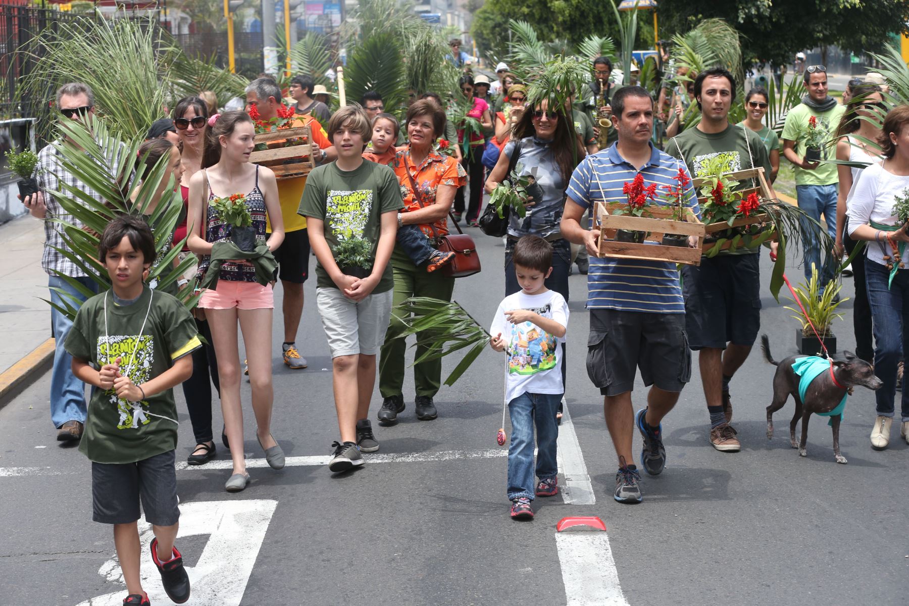 LIMA,PERÚ-DICIEMBRE 07. Activistas  participan en Plantón Móvil la voz del arte ante el cambio Climático Foto: ANDINA/Vidal Tarqui