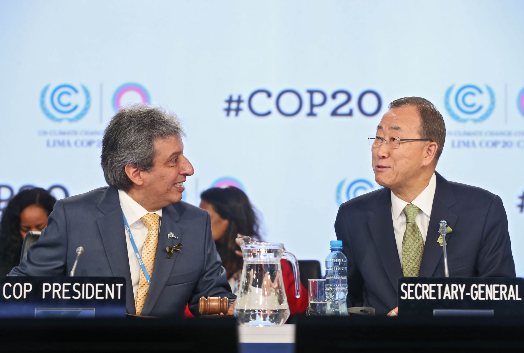 LIMA,PERÚ-DICIEMBRE 09.El Presidente de la COP20, Manuel Pugar Vidal  y Secretario General de las Naciones Unidas Ban Kin-moon en  inauguración del segmento de Alto Nivel de la COP20 en Lima.
Foto: ANDINA/archivo.