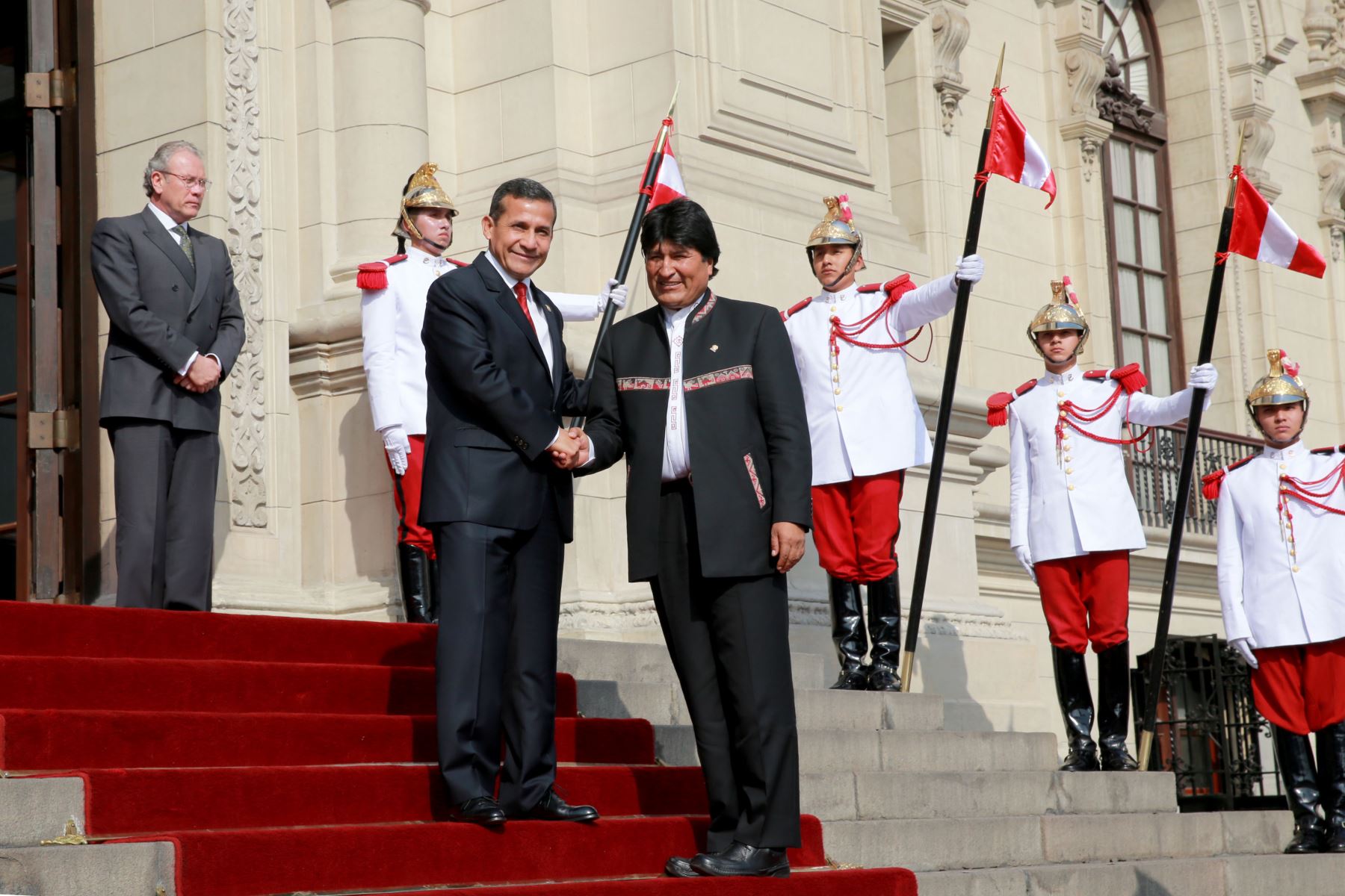 LIMA,PERU DICIEMBRE 09.Presidente Ollanta Humala Tasso recibe en audiencia a su homólogo boliviano Evo Morales en Palacio de Gobierno .
Foto: ANDINA/Prensa Presidencia