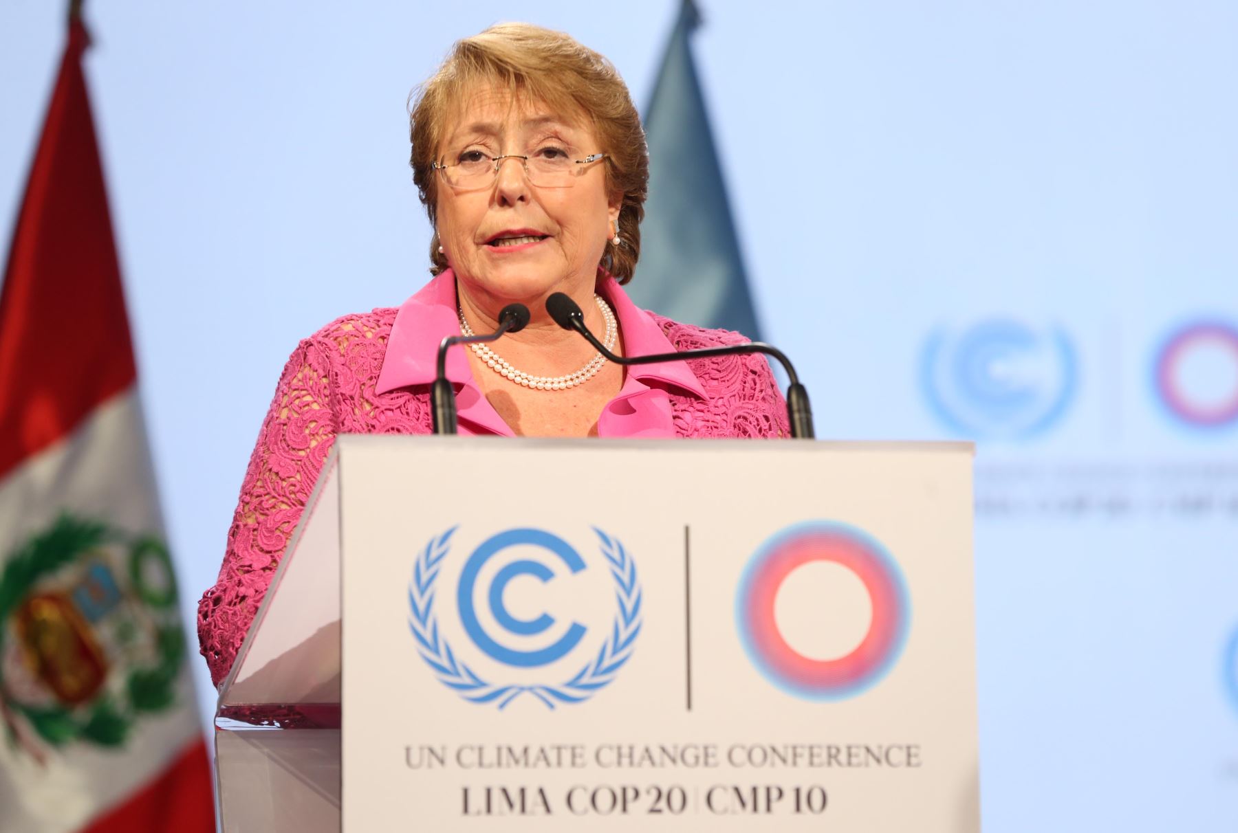 LIMA PERÚ, DICIEMBRE 10. Michelle Bachelet, Presidenta de Chile, participa Sesión plenaria en la COP20. Foto: ANDINA/Oscar Farje Gomero