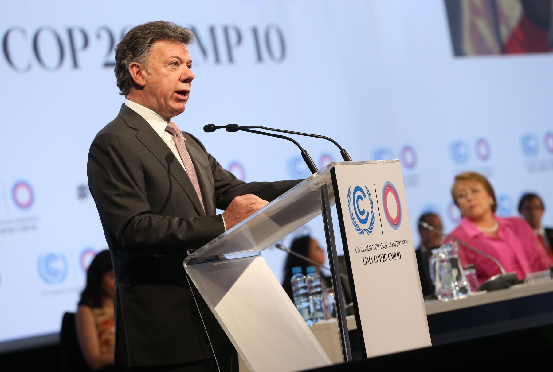 LIMA PERÚ, DICIEMBRE 10. Manuel Santos, Presidente de Colombia, participa en sesión plenaria en la COP20. Foto: ANDINA/archivo