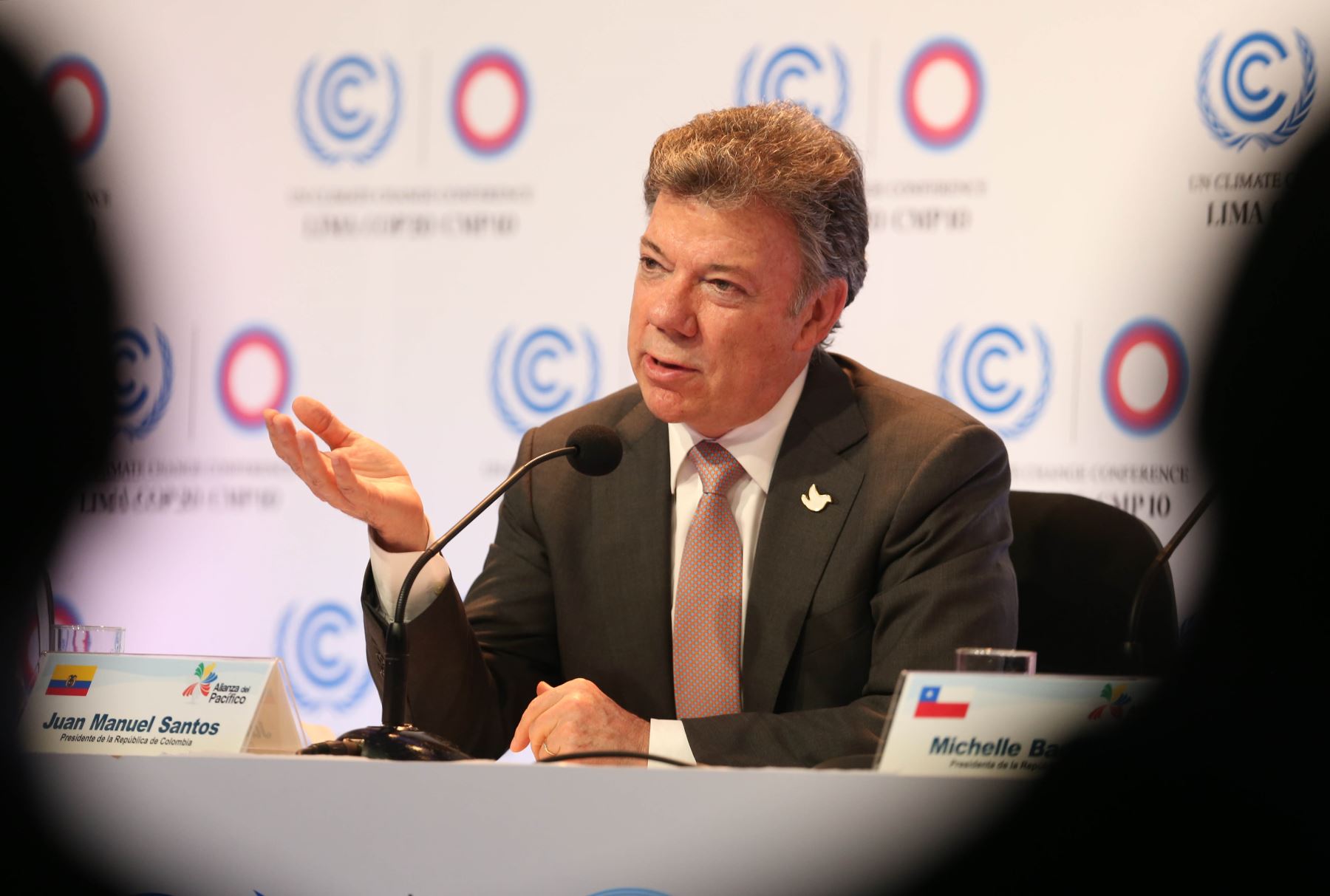 LIMA PERÚ, DICIEMBRE 10.El Presidente de Colombia, Manuel Santos particia en Presentación de la Declaración de los Presidentes de la Alianza del Pacífico en materia del Cambio Climático.Foto: ANDINA/archivo.