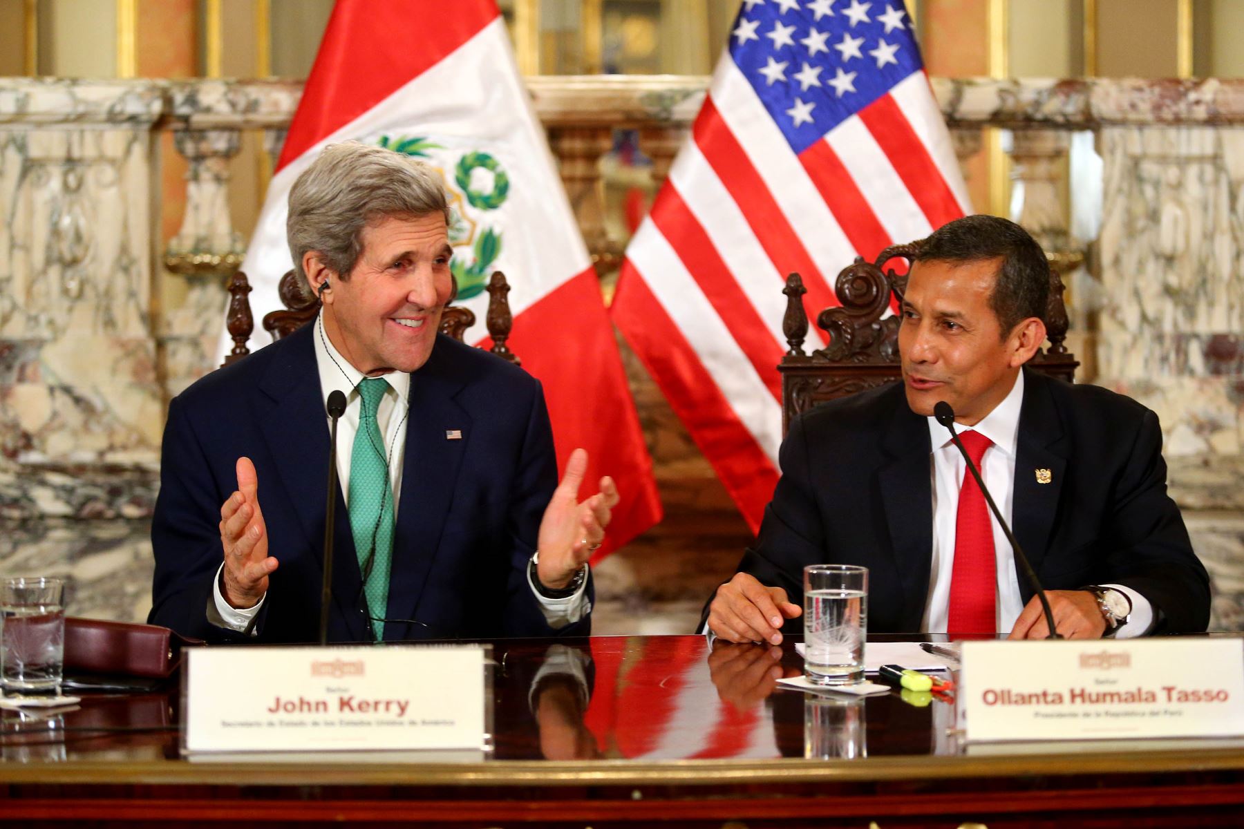 Audiencia y declaración conjunta del presidente Ollanta Humala y el Secretario de Estado de los Estados Unidos, John Kerry, en Palacio de Gobierno. ANDINA/Prensa Presidencia