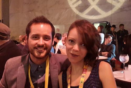 Director Juan Daniel F. Molero y actriz principal Muki Sabogal en la premiación Tiger Awards,Festival Internacional de Rotterdam.