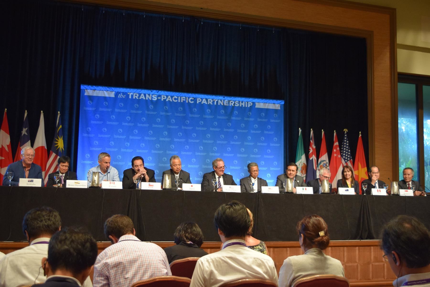 Ministros de Comercio Exterior reunidos tras reunión por acuerdo TPP. Foto: Mincetur.