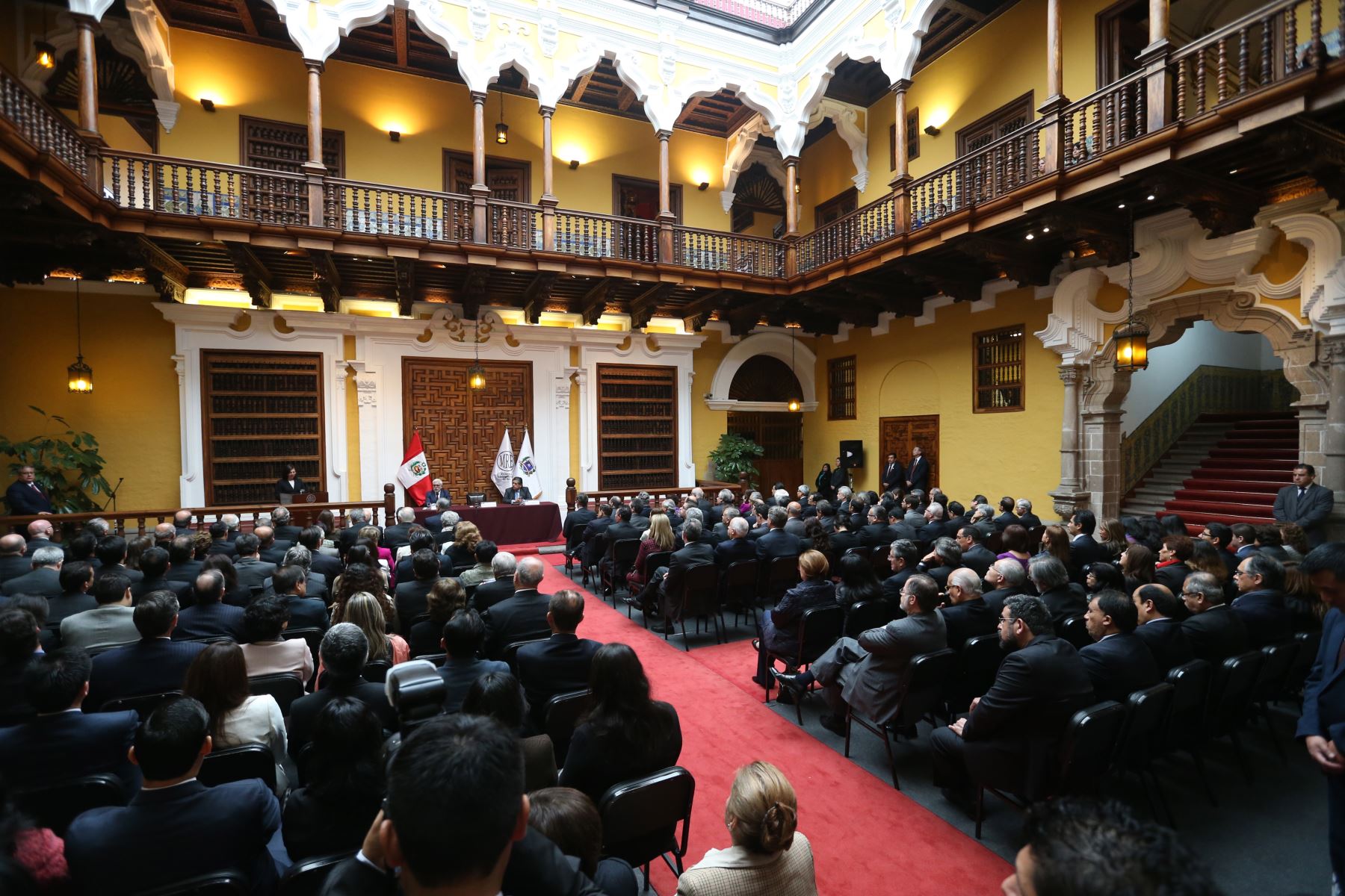 LIMA PERÚ, AGOSTO 3. Ministra de Relaciones Exteriores Ana maría Sánchez ,preside ceremonia por  aniversario de la Cancilleria.Foto: ANDINA/Norman Córdova