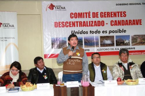 El gobernador regional de Tacna, Omar Jiménez, encabeza reunión de gerentes regionales. Foto: ANDINA/Difusión.