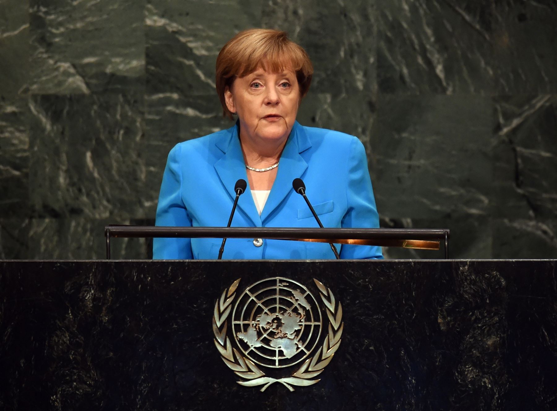 Angela Merkel, canciller de Alemania en la Asamblea General de Naciones Unidas. Foto: AFP