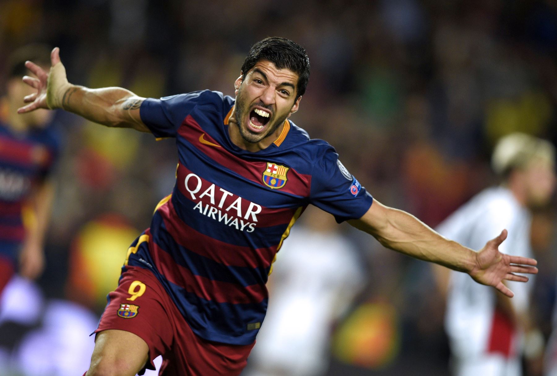 Luis Suárez anotó el gol del triunfo del Barcelona 2-1 ante el Bayer Leverkusen. Foto: AFP.