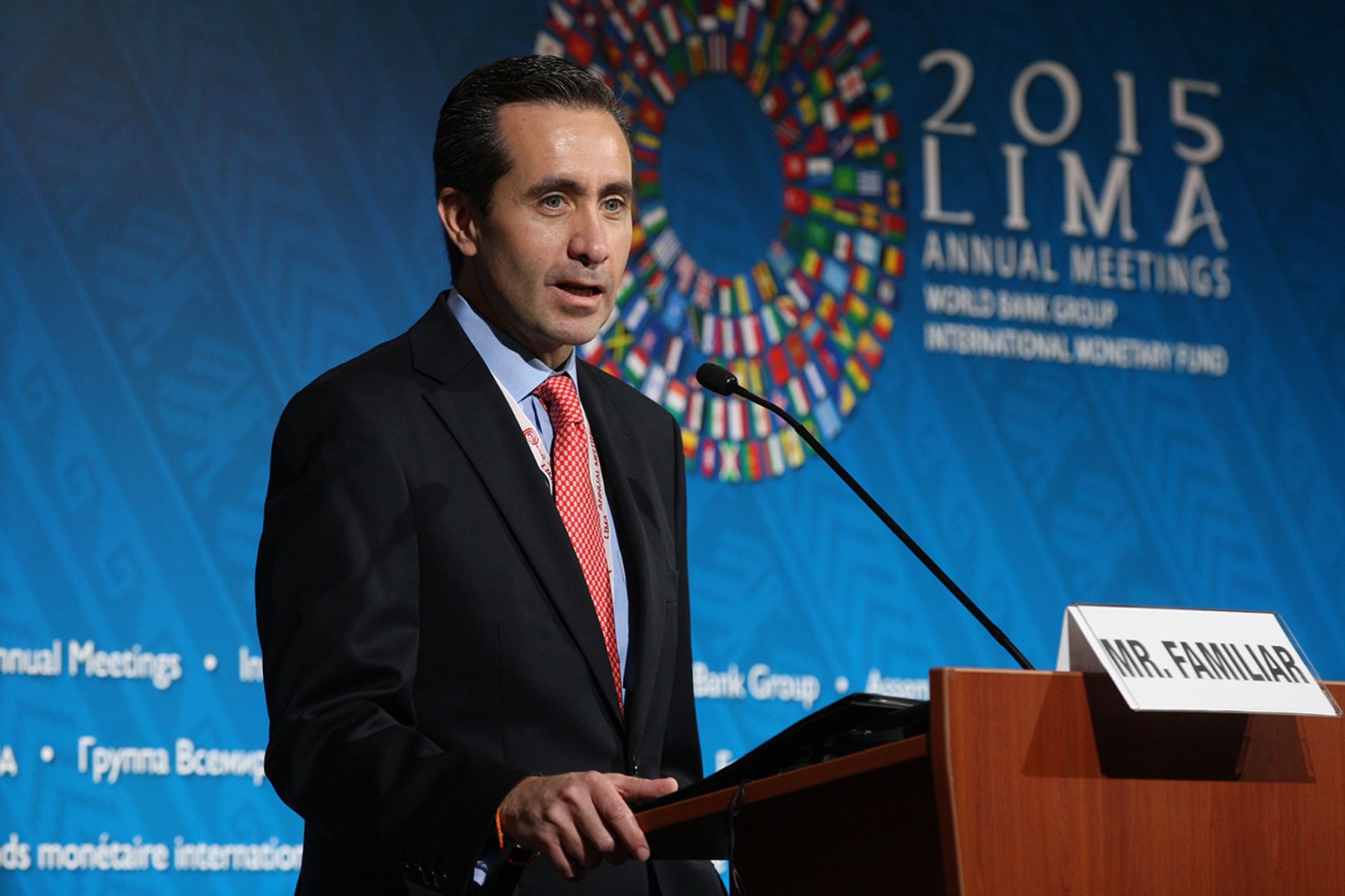 LIMA, PERÚ - OCTUBRE 06. Exposición de Jorge Familiar, Vicepresidente del Banco Mundial para América Latina y el Caribe en el marco las Reuniones Anuales del Banco Mundial y Fondo Monetario Internacional.


Foto: ANDINA/Juan Carlos Guzmán Negrini.