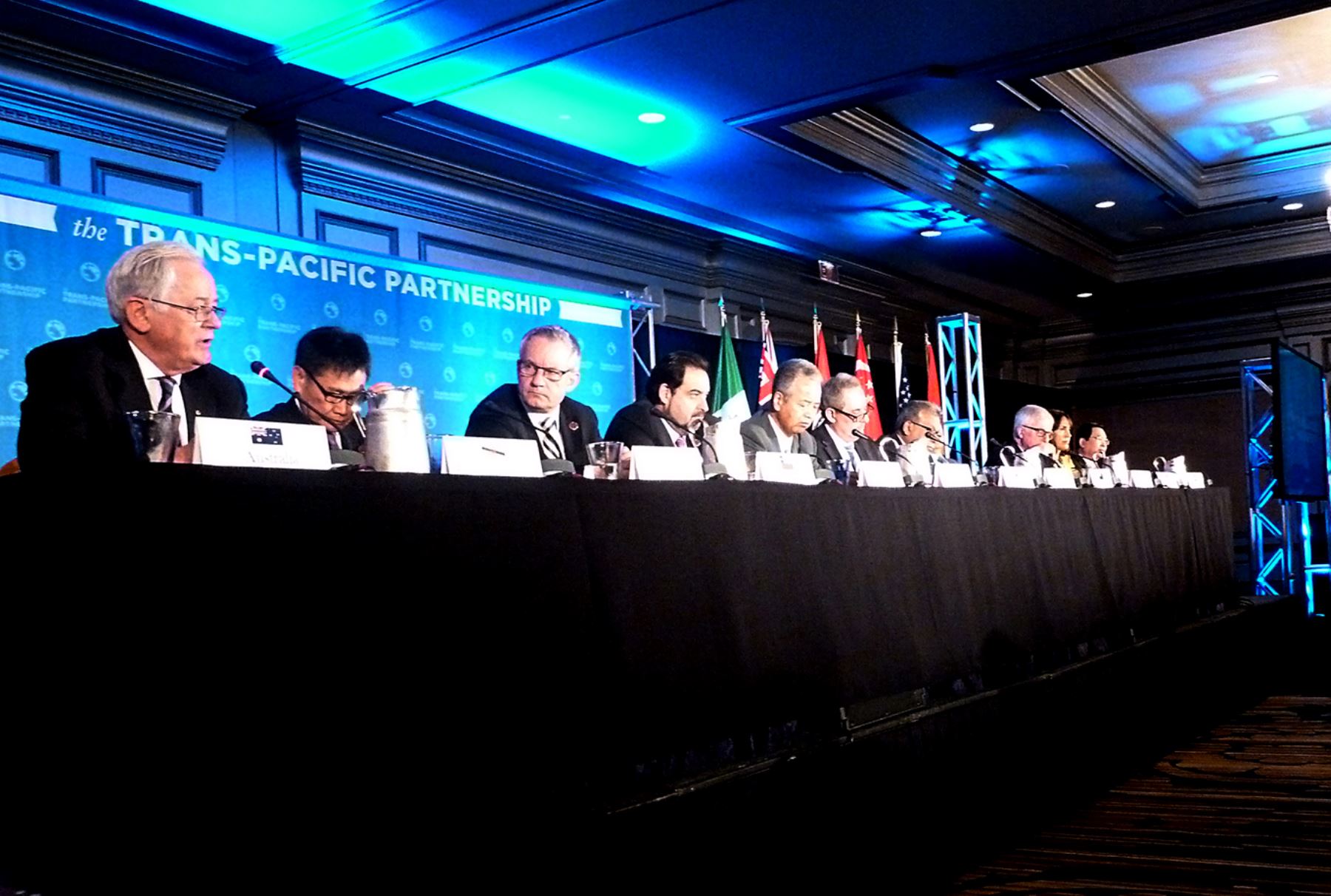 Delegados asistentes a la Asociación Trans-Pacífico (TPP)