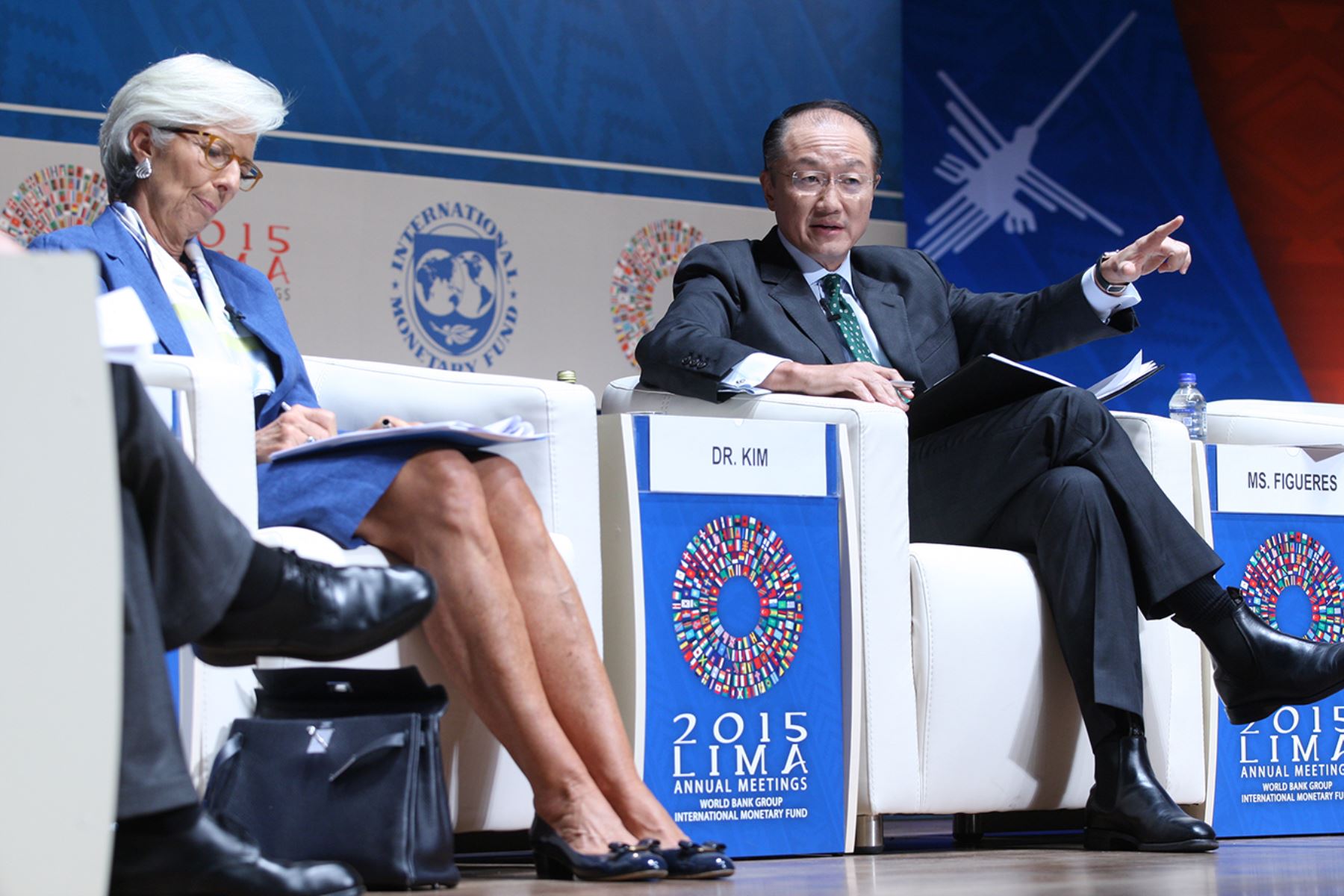 LIMA, PERÚ - OCTUBRE 07. Seminario: Respondiendo a los desafíos del cambio climático. Participan Christine Lagarde, directora gerente del FMI, Jim Yong Kim, presidente del Banco Mundial, Nicholas Stern, catedrático de economía de la escuela de escuela de economía de Londres y Christiana figueres, secretaria ejecutiva de la convención marco de Naciones Unidas sobre el cambio climático.

Foto: ANDINA/Juan Carlos Guzmán Negrini.