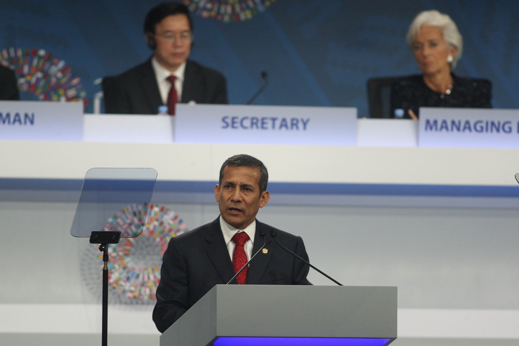 LIMA, PERÚ - OCTUBRE 09. El Presidente Ollanta Humala inauguró la sesión plenaria de las Reuniones Anuales.

Foto: ANDINA/Juan Carlos Guzmán Negrini.