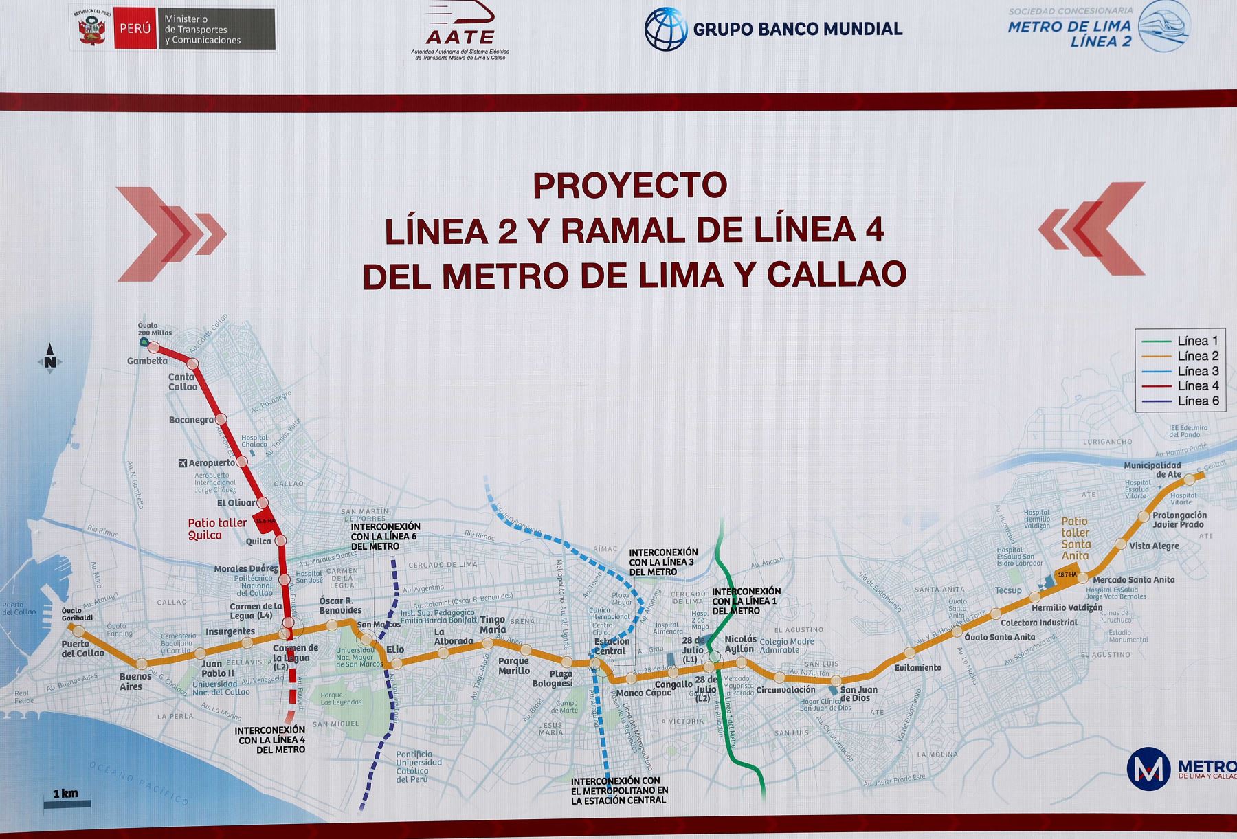 La construcción de la Línea 2 del Metro de Lima bordeará los 20,000 millones de nuevos soles, monto que incluye los gastos en el saneamiento de los terrenos. ANDINA/Presidencia