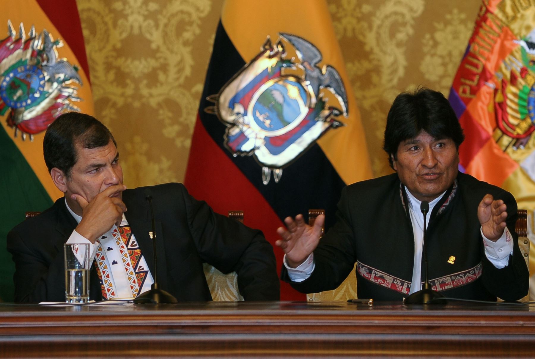 Morales señaló, en una conferencia de prensa en La Paz, que Correa le hizo la revelación durante un encuentro personal, aunque no precisó dónde ni cuándo. Foto: AFP