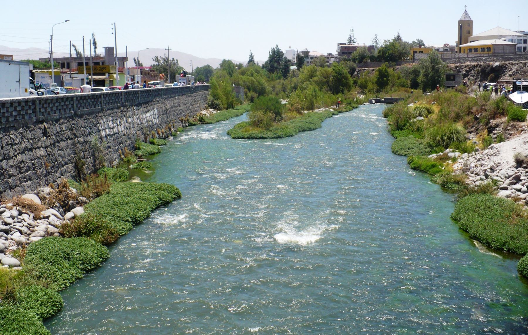 Autoridades de Arequipa realizan simulacro de inundación en cauce del río Chili. ANDINA/Rocío Méndez