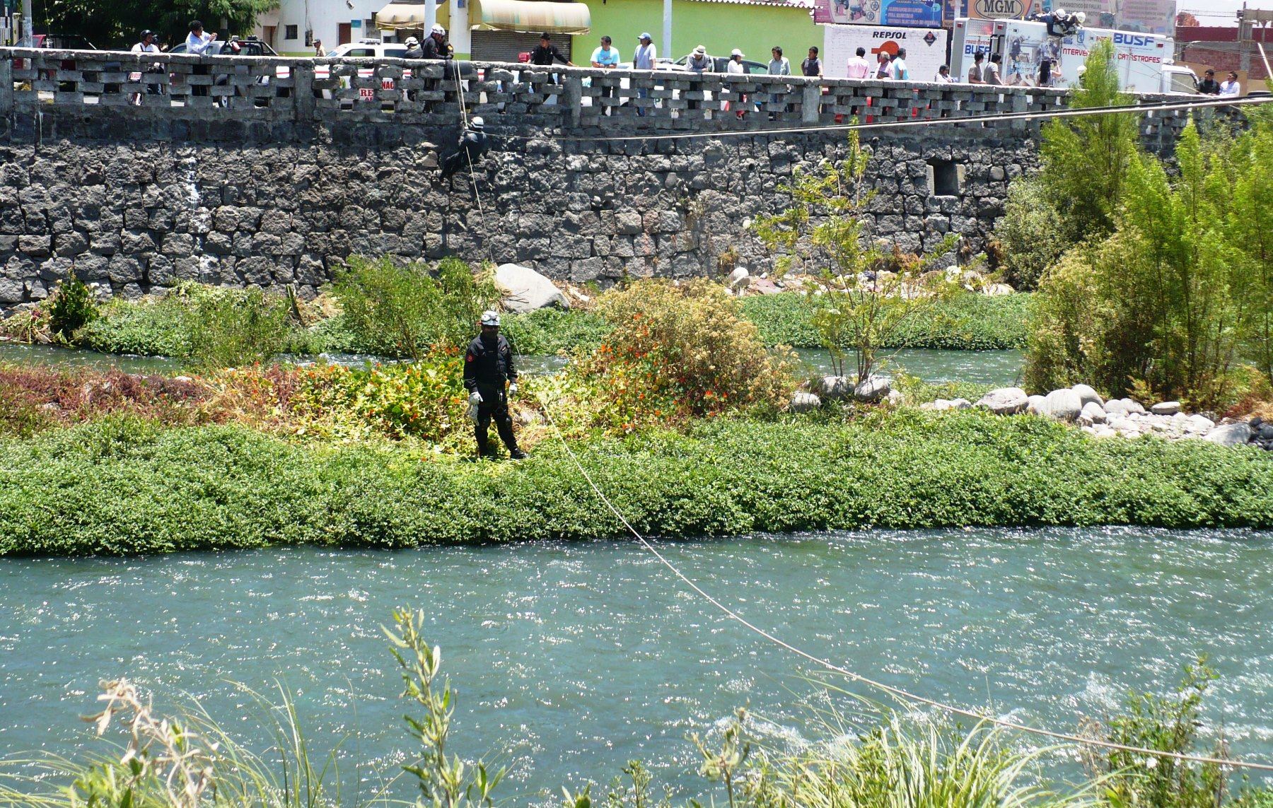 Autoridades de Arequipa realizan simulacro de inundación en cauce del río Chili. ANDINA/Rocío Méndez