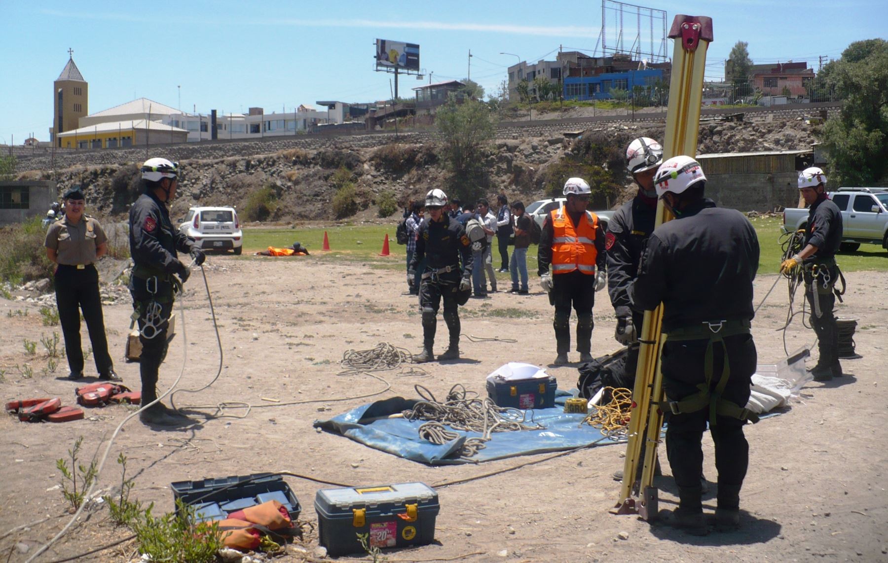 Autoridades de Arequipa realizan simulacro de inundación en cauce del río Chili. ANDINA/Rocío Méndez