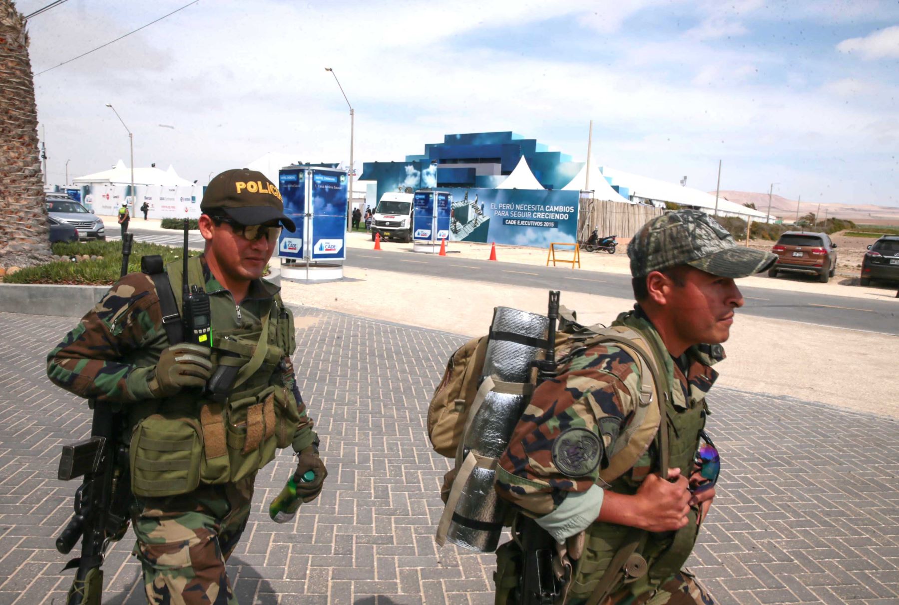 PARACAS-PERÚ, DICIEMBRE, 02. Medidas de seguridad para el CADE 2015.Foto: ANDINA/Carlos Lezama