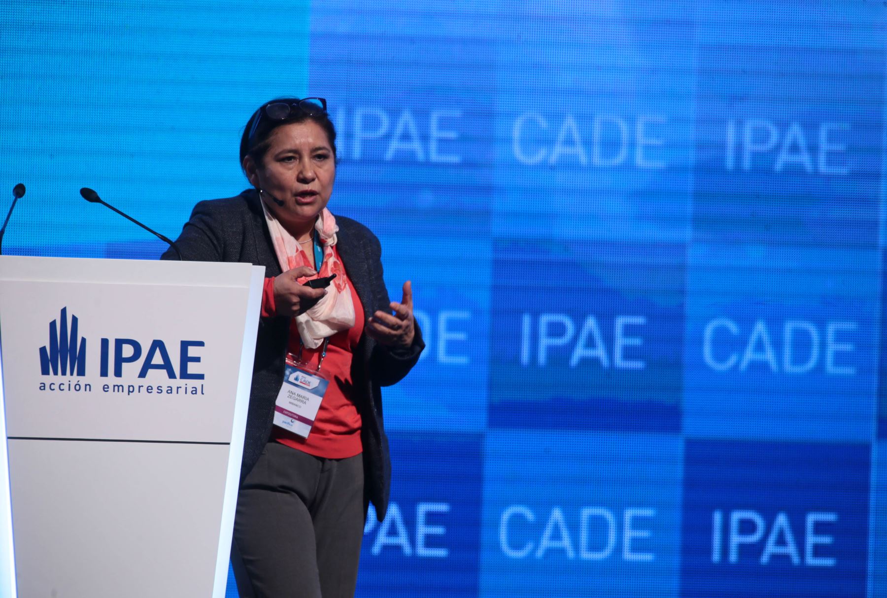 PARACAS-PERÚ, DICIEMBRE 03. Ana maría Zegarra de Mibanco, expone en la reunión de ejecutivos CADE 2015 en Paracas. Foto: ANDINA/ Carlos Lezama