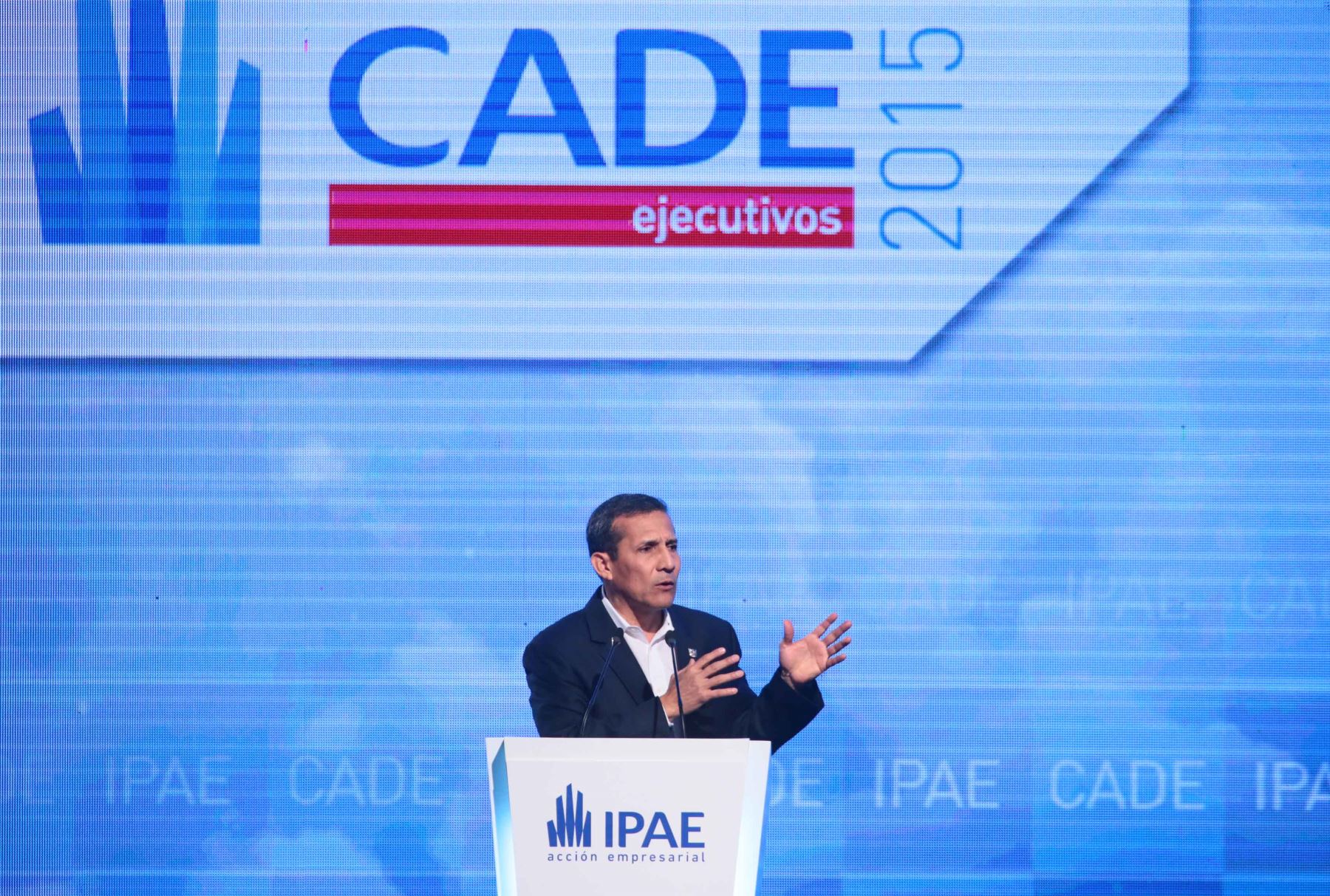 PARACAS-PERÚ, DICIEMBRE 04.El Presidente de la República Ollanta Humala, clausura la Conferencia Anual de Ejecutivos (CADE) 2015. Foto: ANDINA/ Carlos Lezama