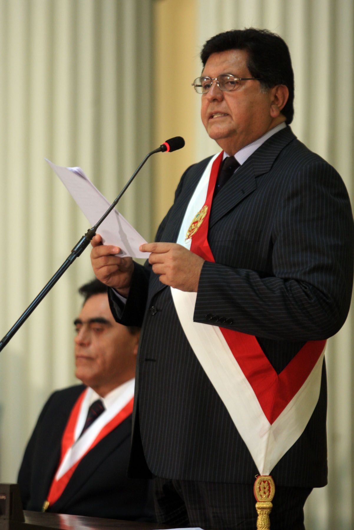 El presidente de la República, Alan García, informó en el Congreso sobre la demanda presentada por el Perú en la Corte Internacional de Justicia de La Haya. Foto: ANDINA/ Carlos Lezama