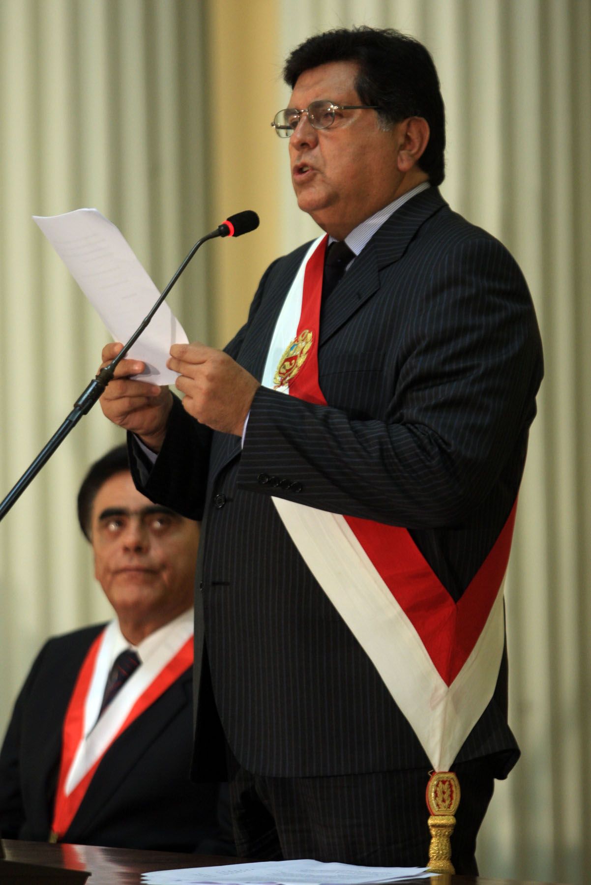 El presidente de la República, Alan García, informó en el Congreso sobre la demanda presentada por el Perú en la Corte Internacional de Justicia de La Haya. Foto: ANDINA/ Carlos Lezama