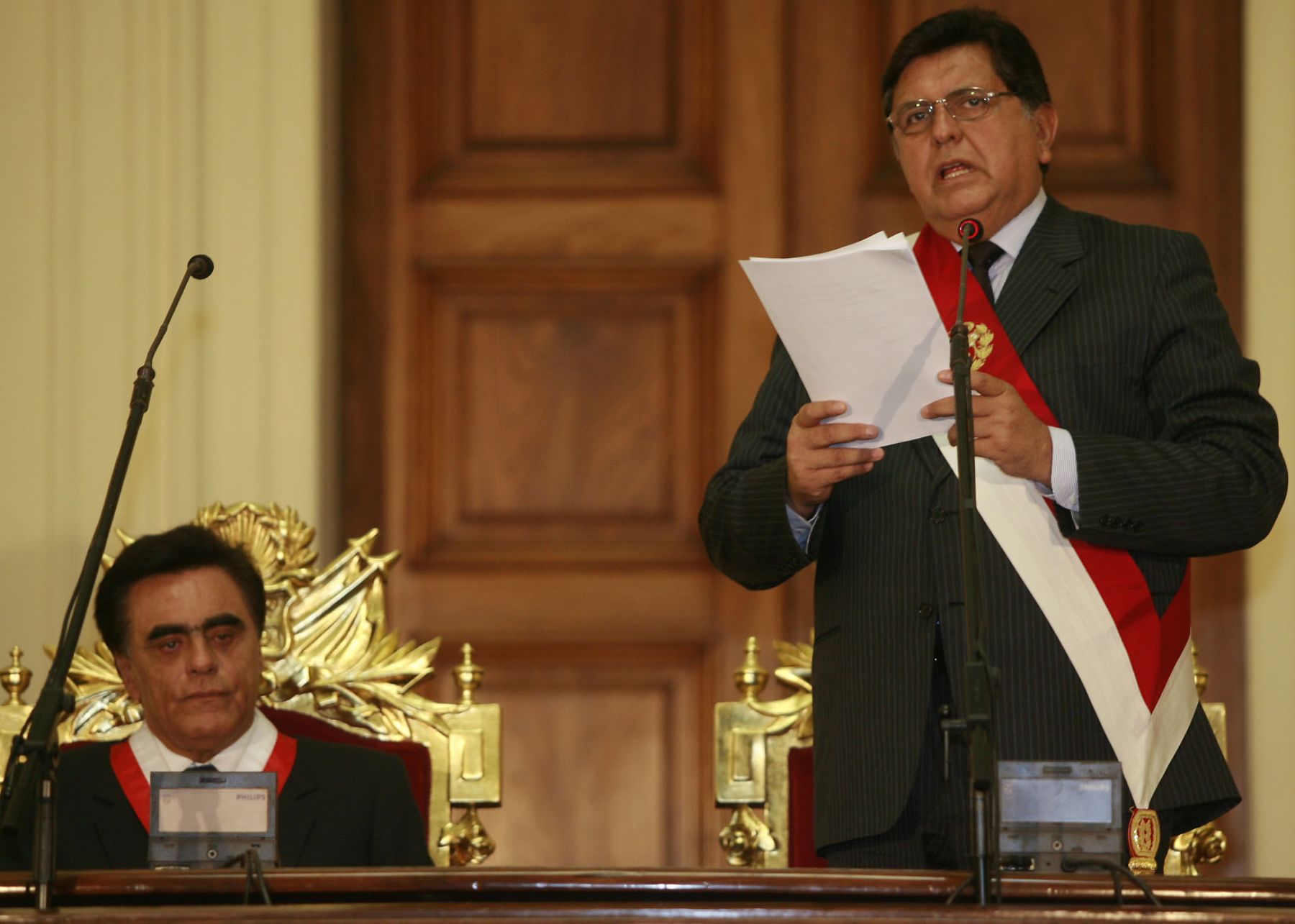 Jefe De Estado, Alan García, informó en el Congreso sobre la demanda presentada por el Perú en la Corte Internacional de Justicia de La Haya. Foto:ANDINA/Sepres/Oscar Farje Gomero