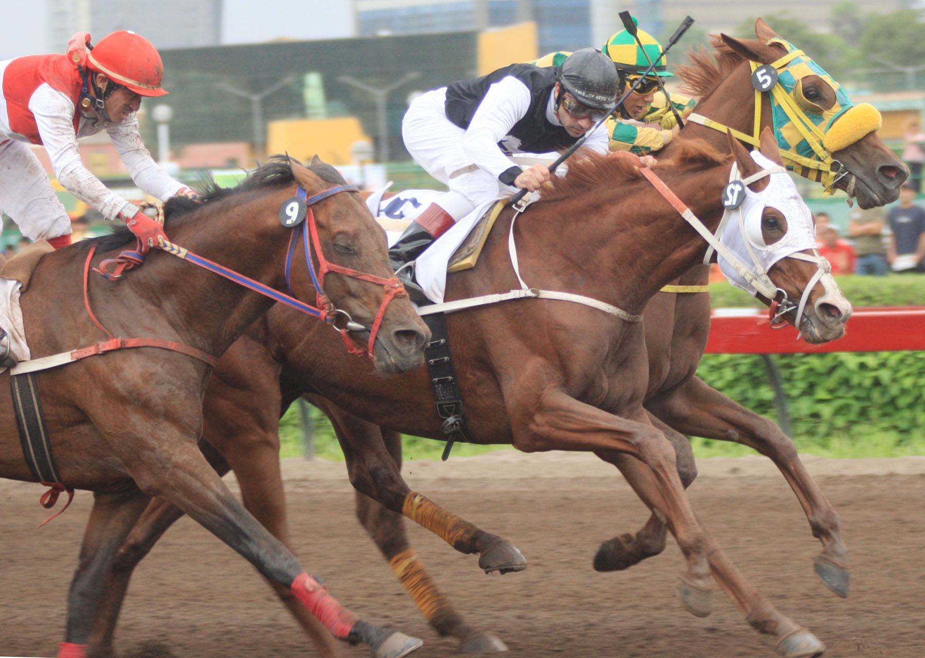 El Jinete Norteamericano Joe Bravo, gana la 7ma carrera del Campeonato Internacional de Jockeys – Robalca. Foto:ANDINA/CarlosLezama