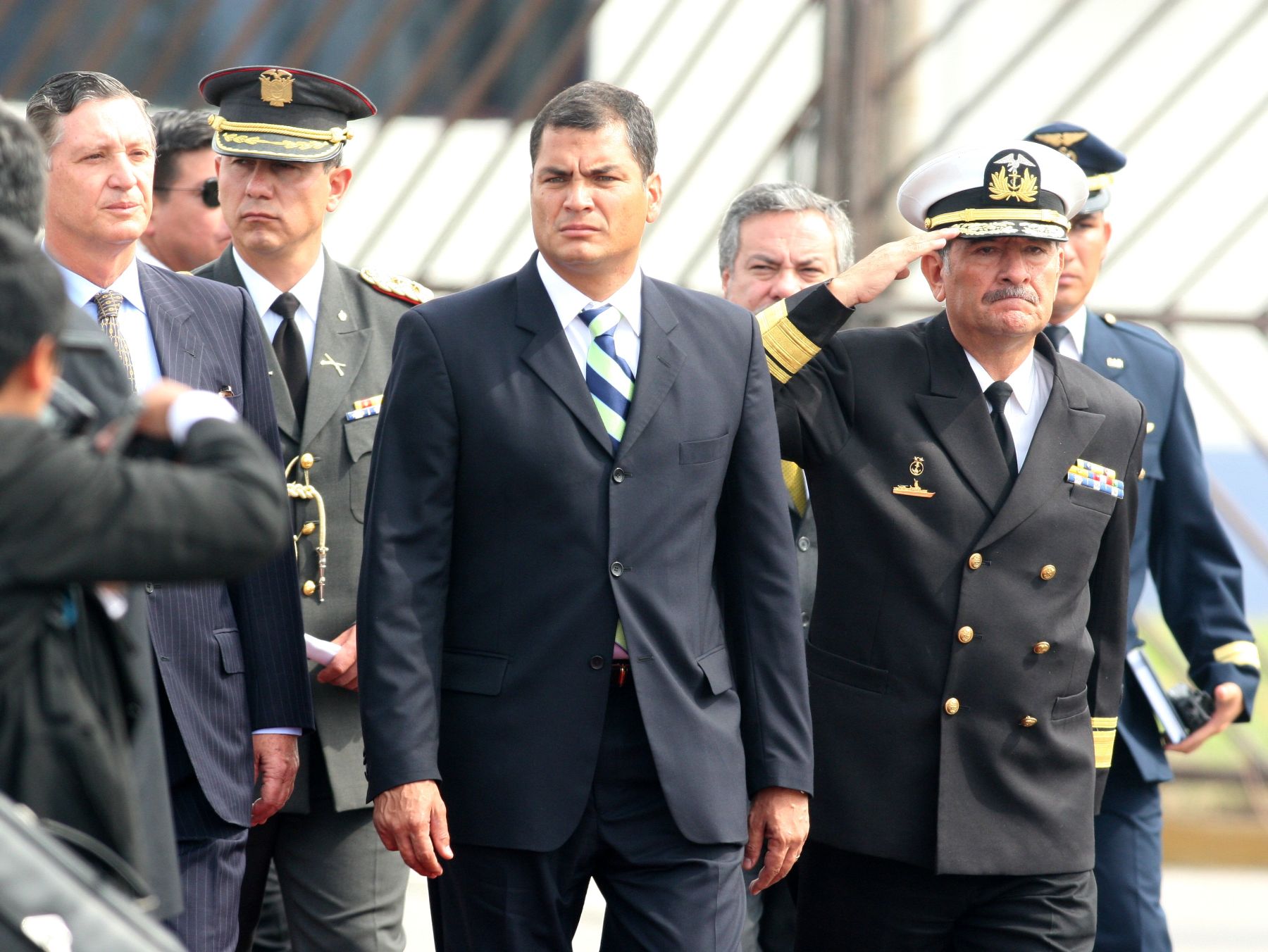 Llegada del Presidente  de Ecuador Rafael Correa, al  Grupo Nro. 8.  Foto. ANDINA/Norman Córdova