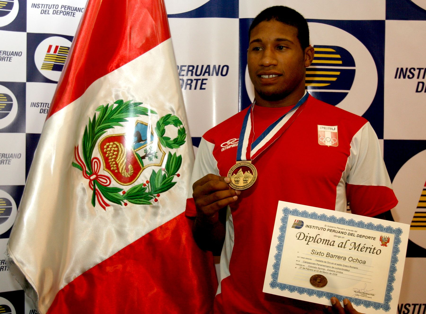 Sixto Barrera, Campeón  Panamericano de lucha amateur.Foto: ANDINA/ Jorge Paz H