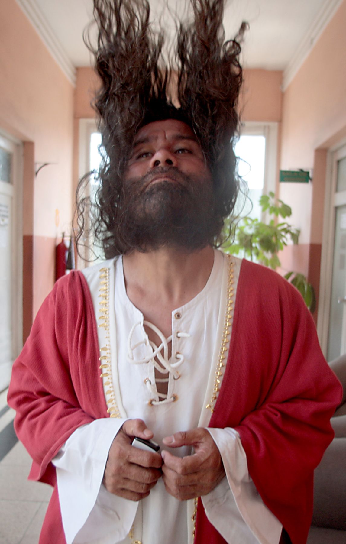 Mario Valencia, el Cristo Cholo se prepara para interpretar a Jesùs en esta Semana Santa. Foto ANDINA: Juan Carlos Guzmàn Negrini.