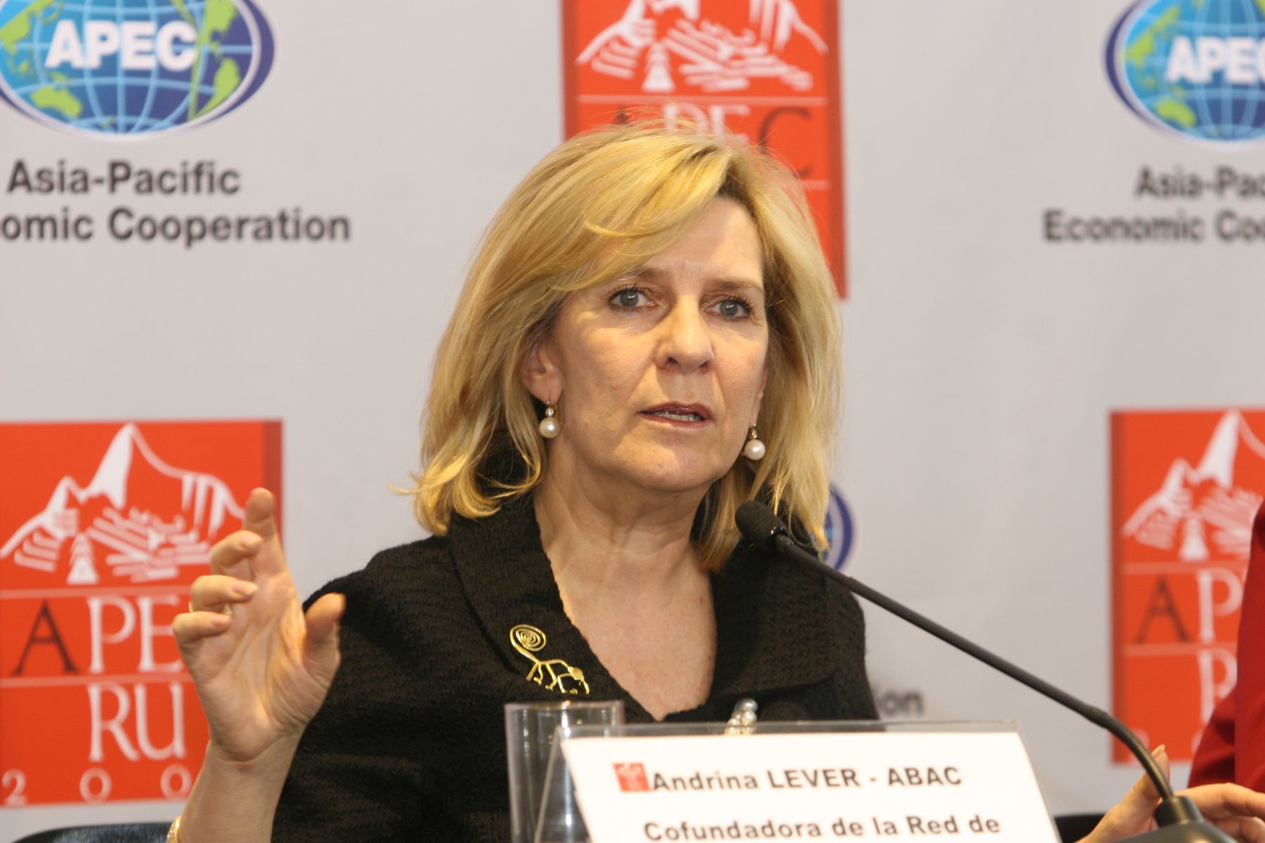 Adriana Lever, cofundadora de la Red de Mujeres Líderes,de Canadà, en cita APEC en Arequipa.Foto :ANDINA/ Norman Cordova