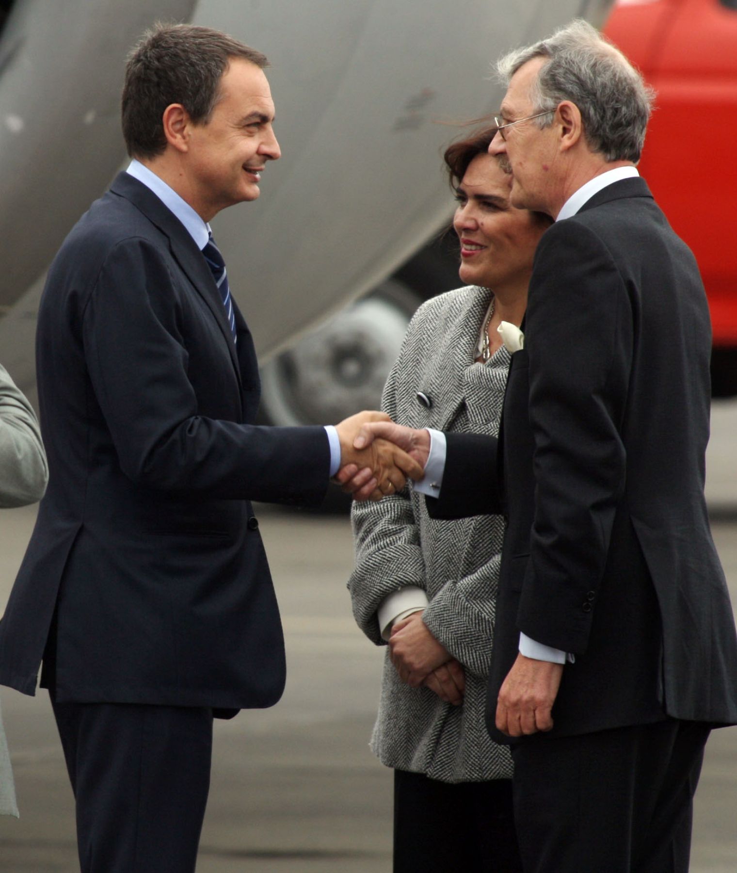 Llegada al Grupo Aereo N0 8 de Lima del Jefe de Gobierno de España, José Luis Rodríguez Zapatero.Foto:ANDINA/Carlos Lezama