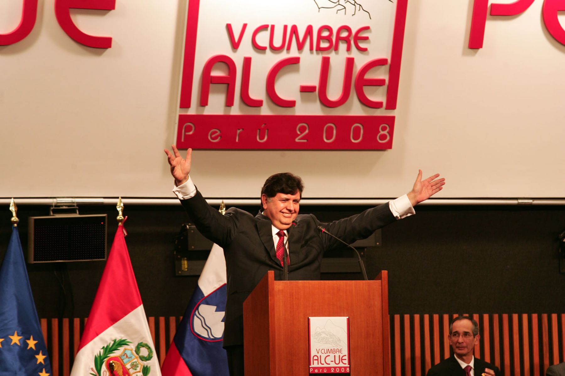El presidente de la República, Alan García, durante su discurso de apertura de la V Cumbre ALC-UE.Foto:ANDINA/Dante Zegarra.
