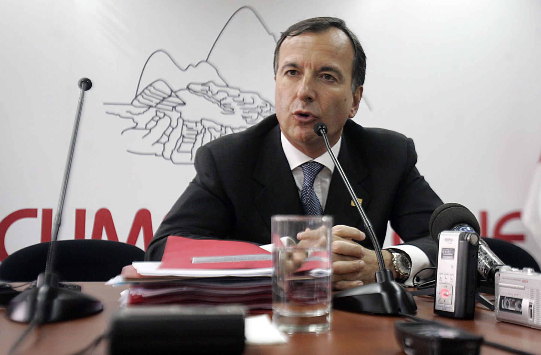 Conferencia de Prensa del Ministro de Relaciones Exteriores de Italia, Franco Frattini.Foto:ANDINA/Juan Carlos Guzmàn Negrini.