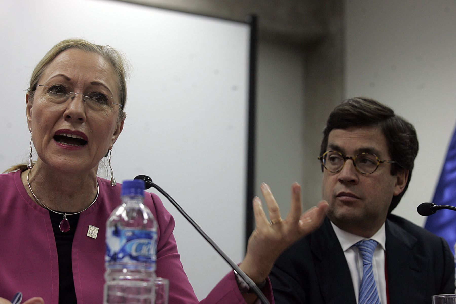 Conferencia de Prensa del Presidente del BID, Luis Alberto Moreno y Comisaria de Relaciones Exteriores y Política Europea de Vecindad, Benita Ferrero Waldner. Foto:ANDINA/Juan Carlos Guzmàn Negrini.
