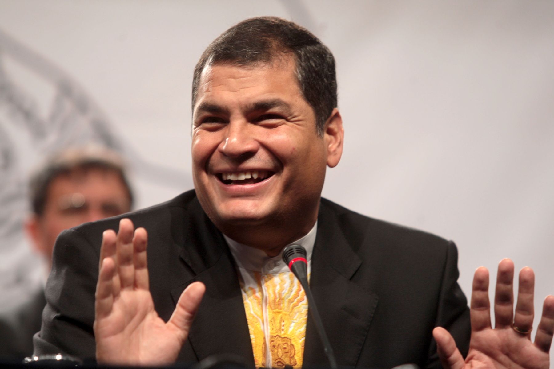 Conferencia de prensa del Presidente de Ecuador, Rafael Correa, en el Centro Internacional de prensa de ALC-UE. Foto: ANDINA/Piero Vargas