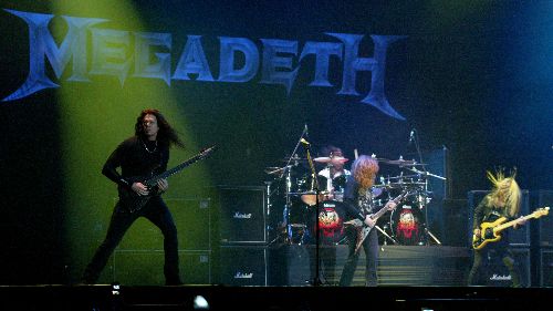 Banda estadounidense de trash metal, Megadeth, en concierto en la explanada del Estadio Monumental de Lima. Foto: ANDINA/Rubén Grández