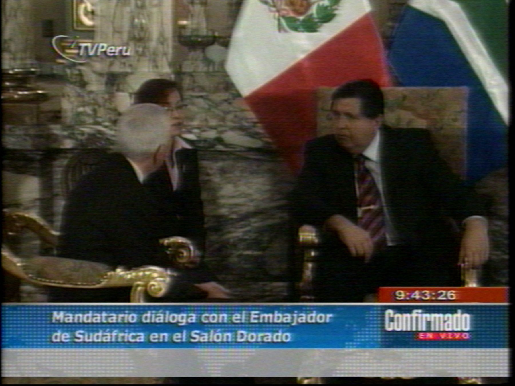 President Alan García and South African ambassador. Photo:TVCapture