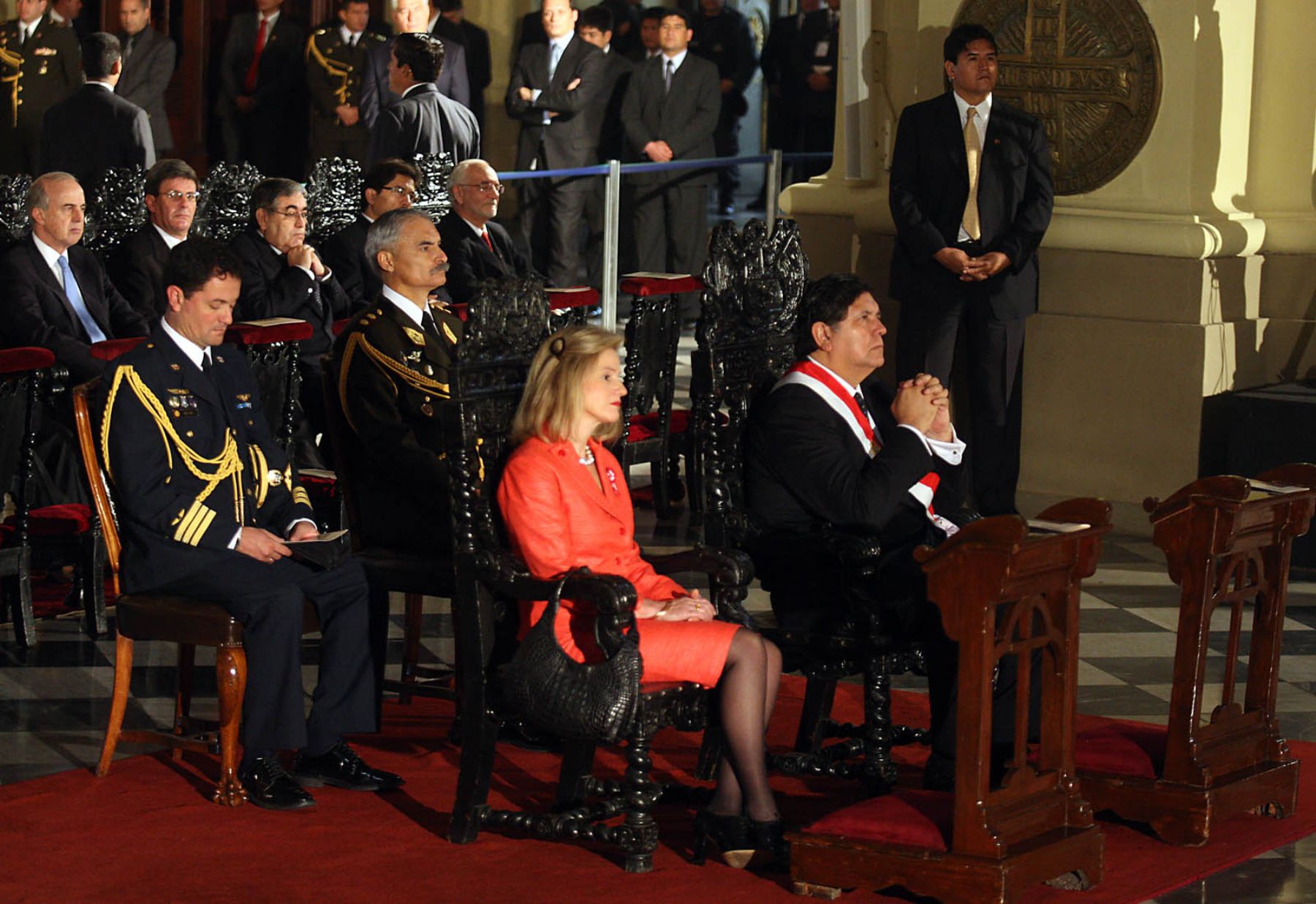 El Presidente de la República, Alan García y su esposa, Pilar Nores de García participan del tradicional Te Deum. Foto:ANDINA/ Juan Carlos Guzmán Negrini.