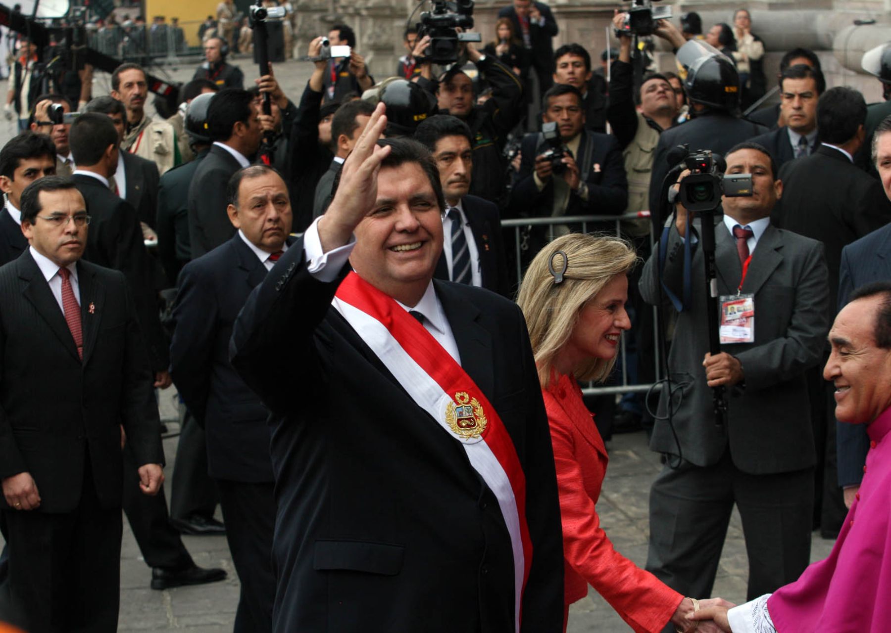 El Presidente de la República, Alan García y su esposa, Pilar Nores de García participaron del tradicional Te Deum.Foto:ANDINA/Vidal Tarqui.