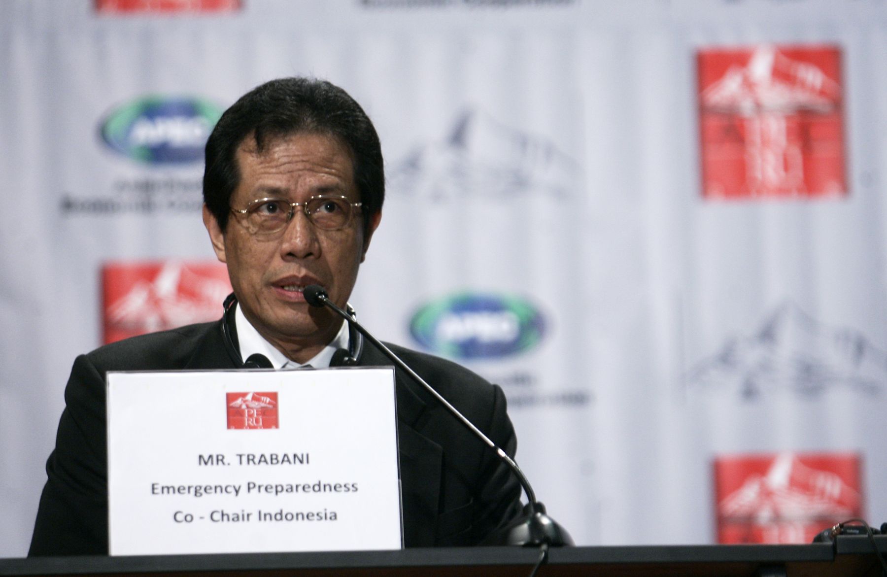 Conferencia de prensa del Sr. Trabani de Indonesia, en el marco de la 3ra Reunión de Altos Funcionarios de la APEC. Foto: ANDINA/Rafael Cornejo