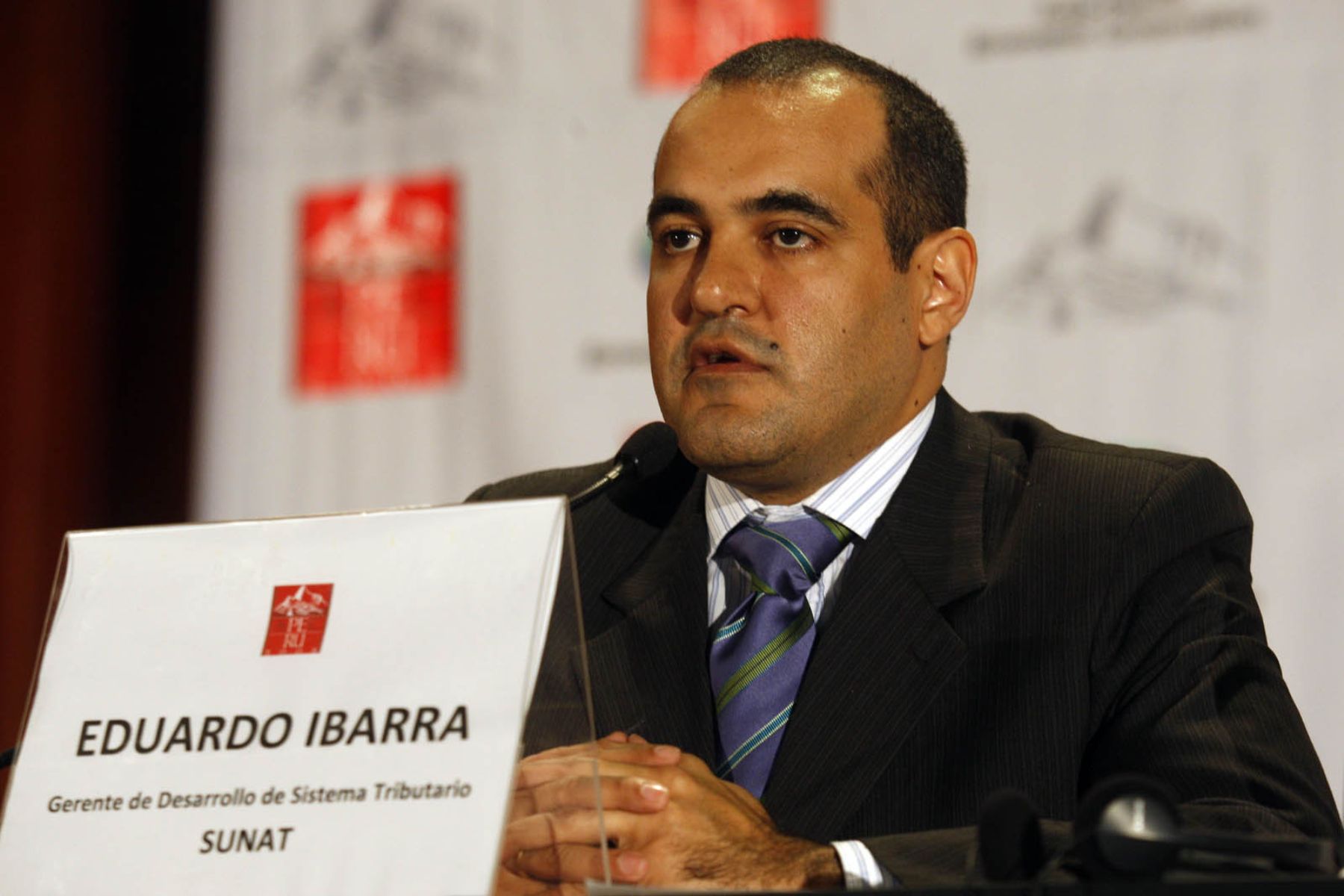 Conferencia de Prensa del Gerente de Desarrollo de Sistema Tributario de la SUNAT, Eduardo Ibarra.

Foto:ANDINA / Juan Carlos Guzmán Negrini.