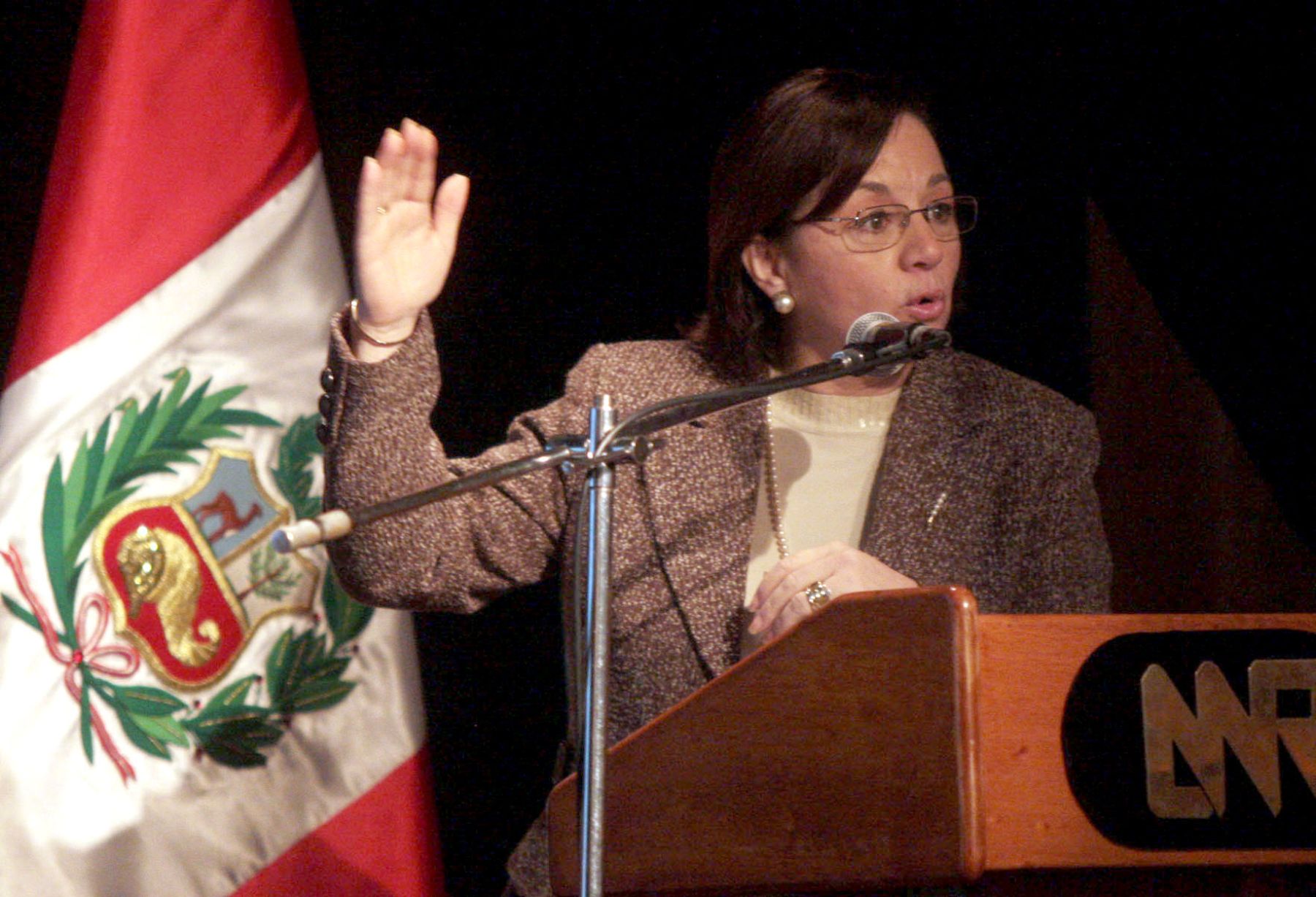 La ministra de Justicia, Rosario Fernández, expone en la II Convencion Nacional de la Familia organizada por el Mindes. 
Foto:ANDINA/Carlos Lezama