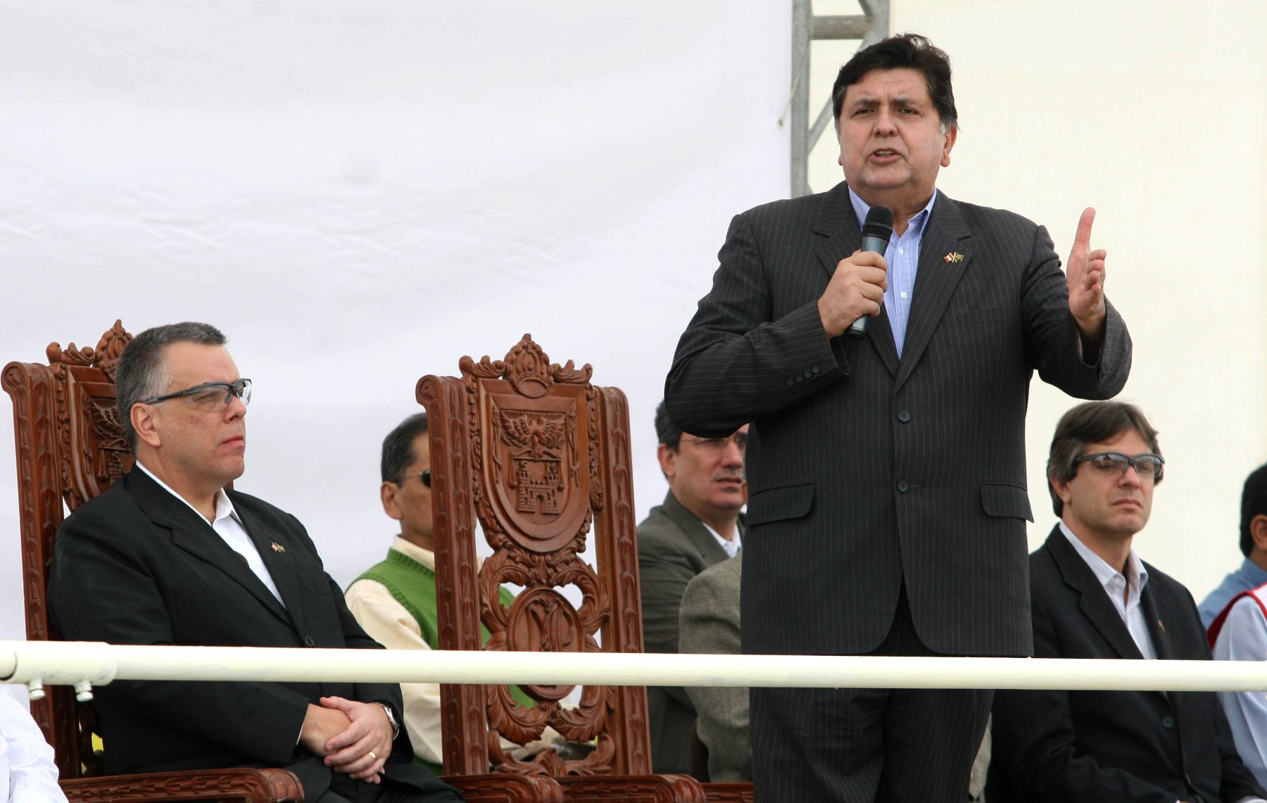 Presidente de la República, Alan García, en colocación de la Piedra Fundamental del Proyecto Bayóvar en el departamento de Piura. Foto : ANDINA/ Vidal Tarqui.