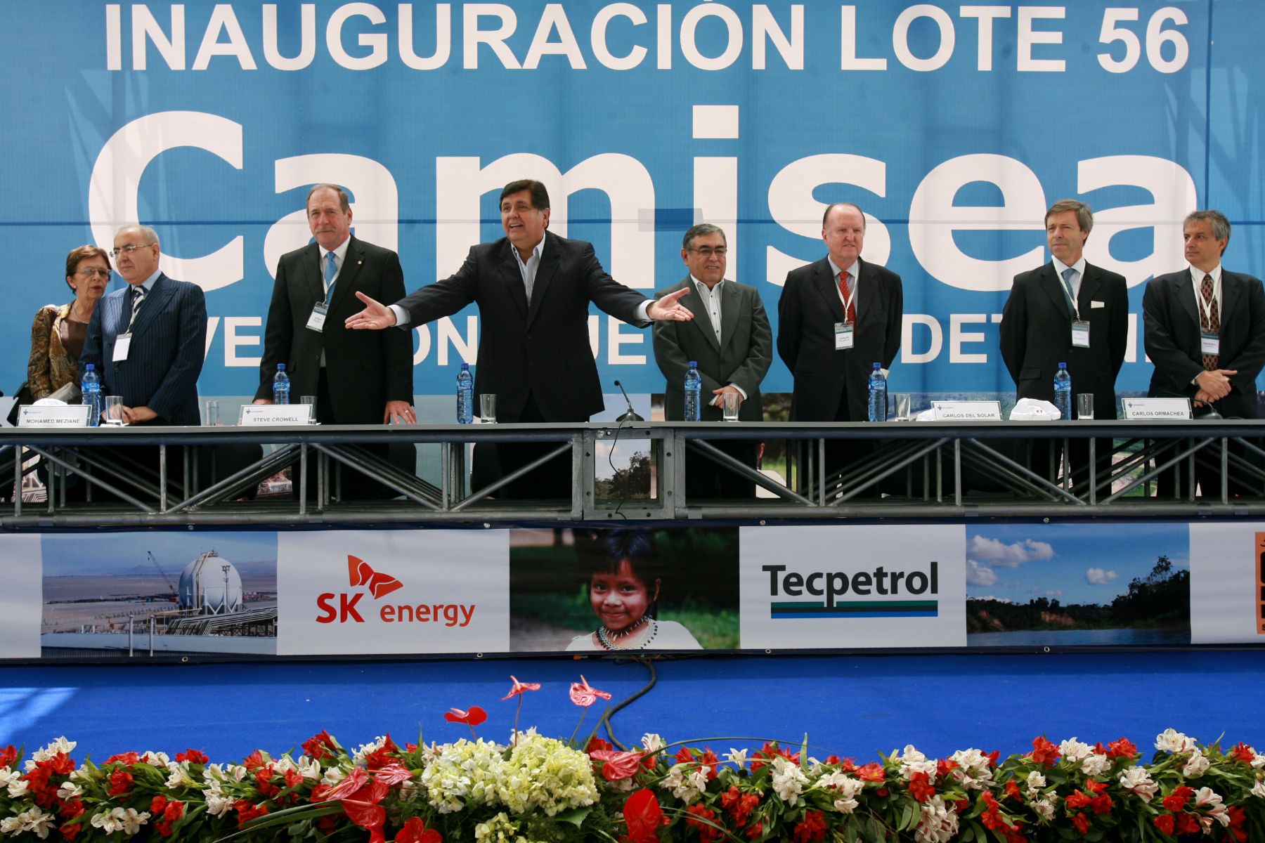 El presidente Alan García asistió a la inauguración del inicio de operaciones del Lote 56 y Ampliación de la Planta de Fraccionamiento de Líquidos de Gas Natural de Camisea, en Pisco.