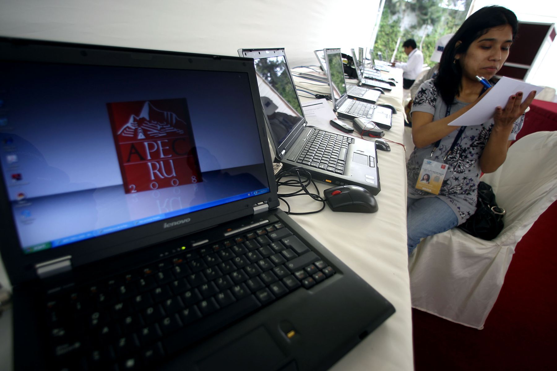 Sala de prensa, de la 15ª Reunión de Ministros de Finanzas de APEC en la ciudad de Trujillo. Foto: ANDINA / Alberto Orbegoso