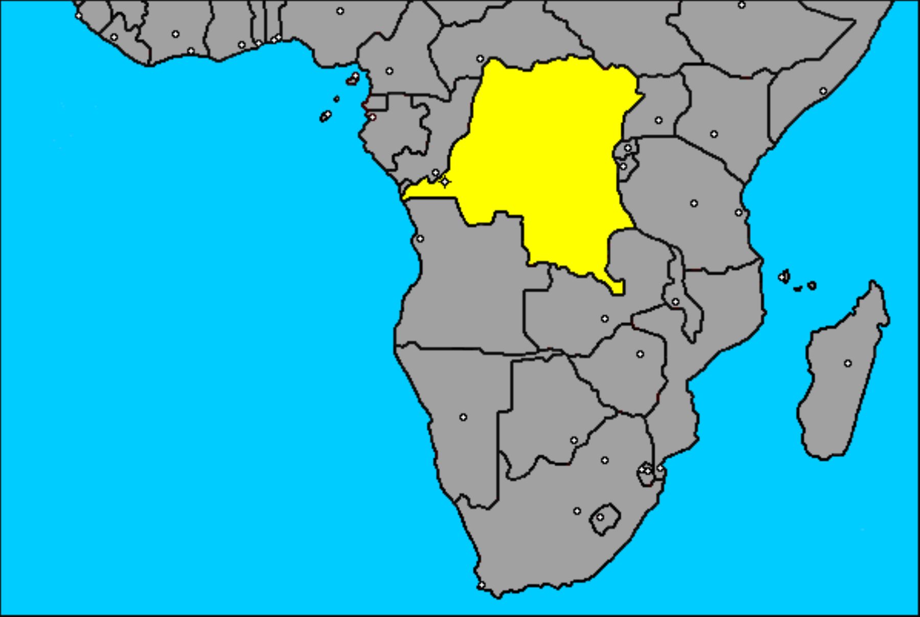 Ubicación del Congo en el mapa de África.