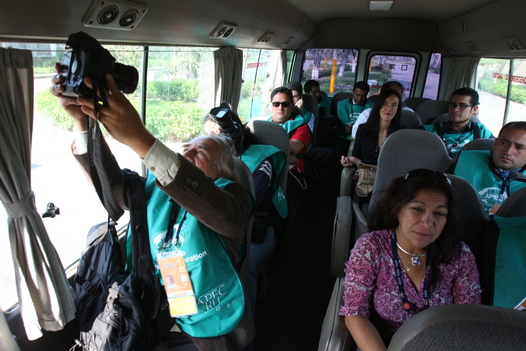 Traslado de periodistas desde el Centro de Prensa hasta la sede del Museo de la Nación de Lima, donde se realiza la Reunión Conclusiva de Altos Funcionarios del APEC. Foto: ANDINA/ Piero Vargas.